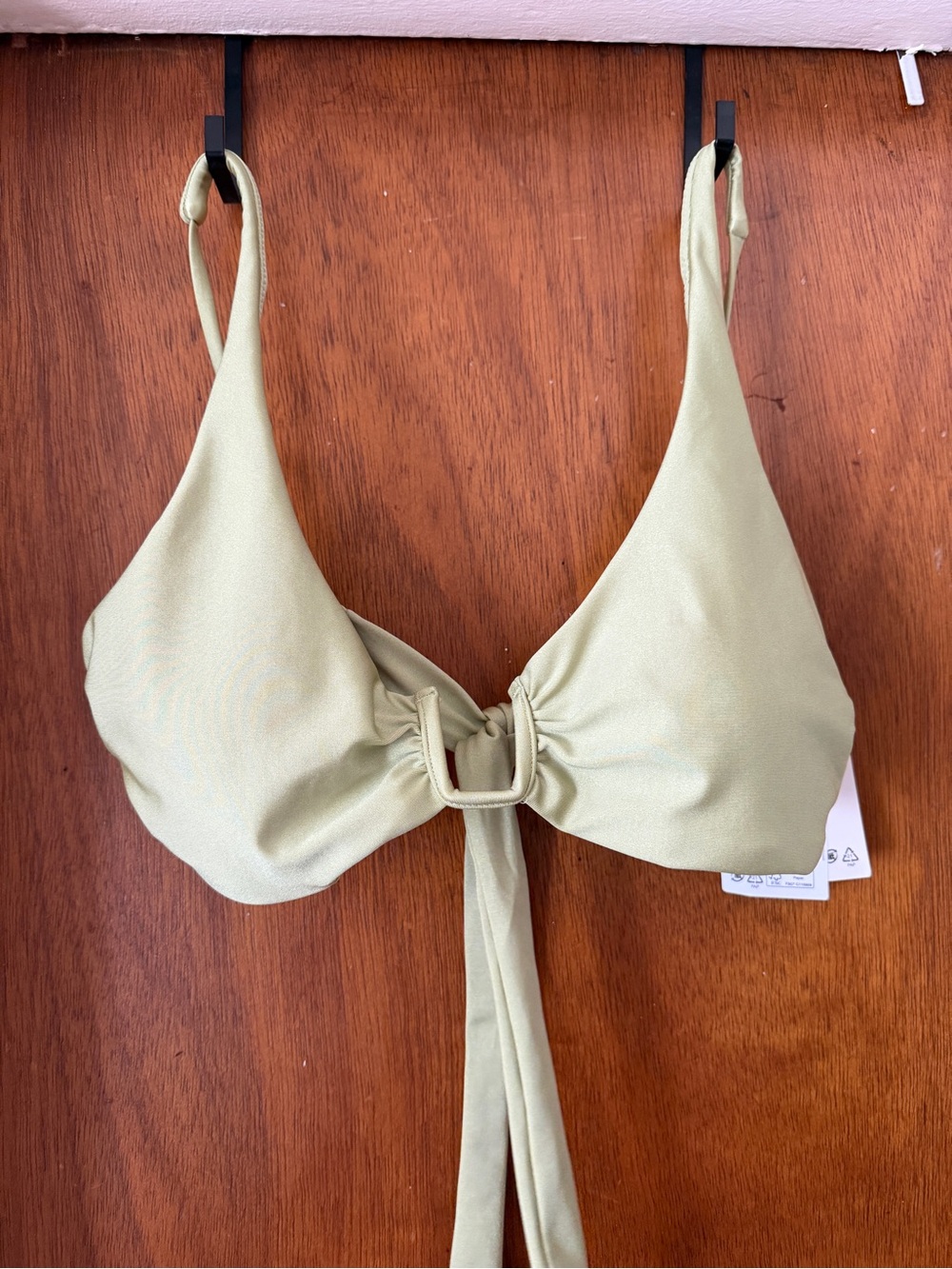 H&M Light Olive Tie-Front Bikini Top